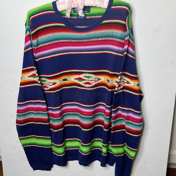 Vintage Rare Ralph Lauren Sweater Multi-color Cotton Silk & Linen Mens XL